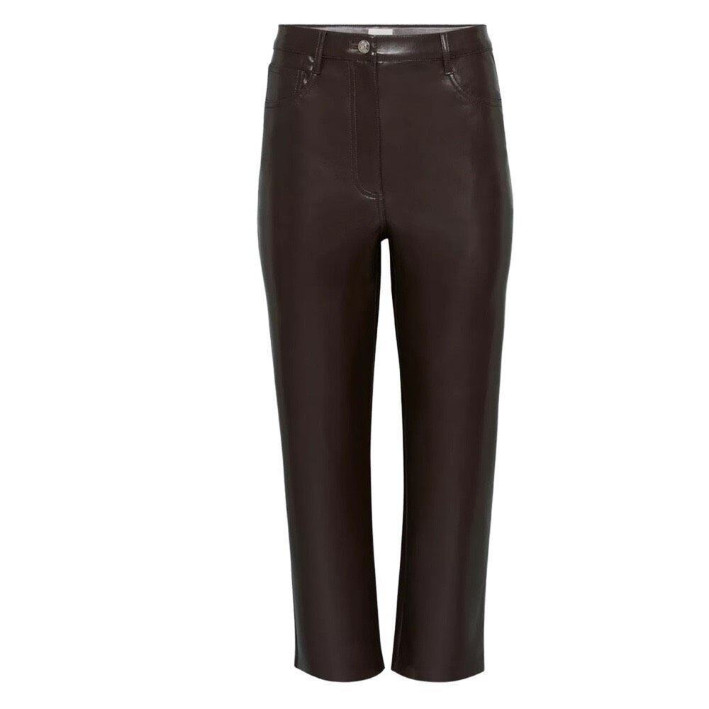 Wilfred Melina Cropped Faux Leather Pants Rich Mocha Size 12 - Picture 9 of 13